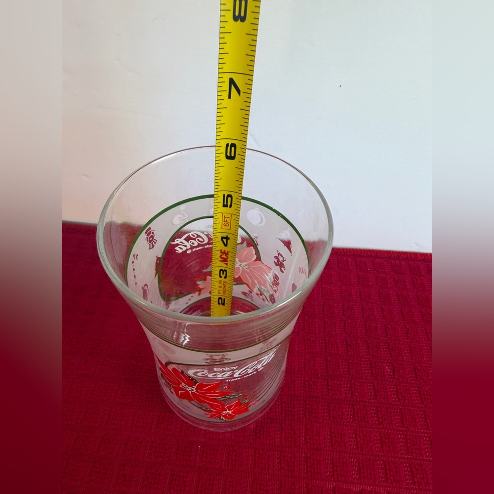 Coca-Cola Christmas Poinsettia Drinking Glasses Vintage - Picture 9 of 9